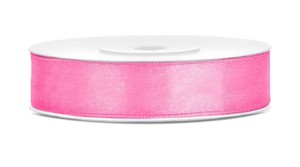 WSTĄŻKA SATYNOWA TASIEMKA 12MM/25M RÓŻOWA