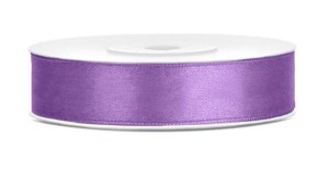 WSTĄŻKA SATYNOWA TASIEMKA 12MM/25M JASNOFIOLETOWA LAWENDOWA