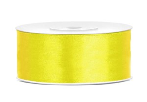 WSTĄŻKA SATYNOWA TASIEMKA 25MM/25M ŻÓŁTA 