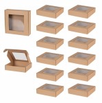 10 szt x PUDEŁKO PREZENTOWE Z OKIENKIEM NATURALNE 200X200X50 ZESTAW 10SZT