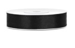 WSTĄŻKA SATYNOWA TASIEMKA 12MM/25M CZARNA