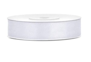 WSTĄŻKA SATYNOWA TASIEMKA 12MM/25M BIAŁA