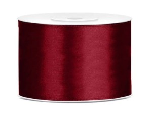 WSTĄŻKA SATYNOWA TASIEMKA 50MM/25M BORDOWA
