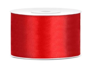 WSTĄŻKA SATYNOWA TASIEMKA 38MM/25M CZERWONA