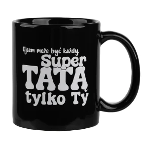 KUBEK "SUPER TATA" 320ML - CZARNY 
