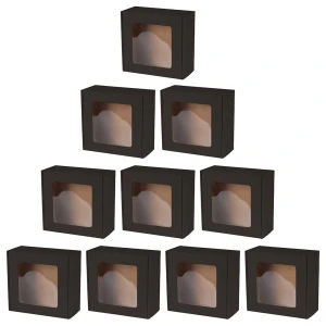10szt PUDEŁKO opakowanie PREZENTOWE Z OKIENKIEM CZARNE 20x20x10 cm eleganckie 10x