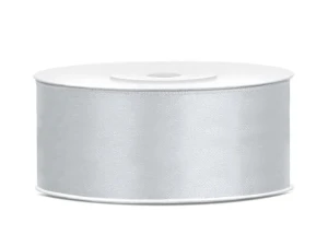 WSTĄŻKA SATYNOWA TASIEMKA 25MM/25M SREBRNA