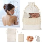ZESTAW SPA do kąpieli. Gąbka + myjka + pumeks + woreczek. Zestaw prezentowy 