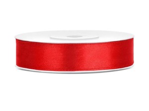 WSTĄŻKA SATYNOWA TASIEMKA 12MM/25M CZERWONA