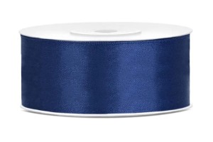 WSTĄŻKA SATYNOWA TASIEMKA 25MM/25M GRANATOWA