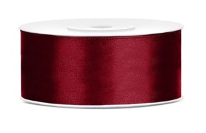WSTĄŻKA SATYNOWA TASIEMKA 25MM/25M BORDOWA