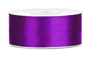 WSTĄŻKA SATYNOWA TASIEMKA 25MM/25M FIOLETOWA-PURPUROWA