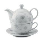 Czajniczek Świąteczny Zestaw do herbaty dzbanek 400 ml + biała ceramiczna filiżanka