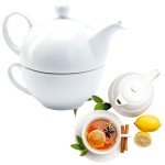 Czajniczek Zestaw do herbaty dzbanek 400 ml + biała ceramiczna filiżanka